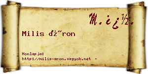Milis Áron névjegykártya